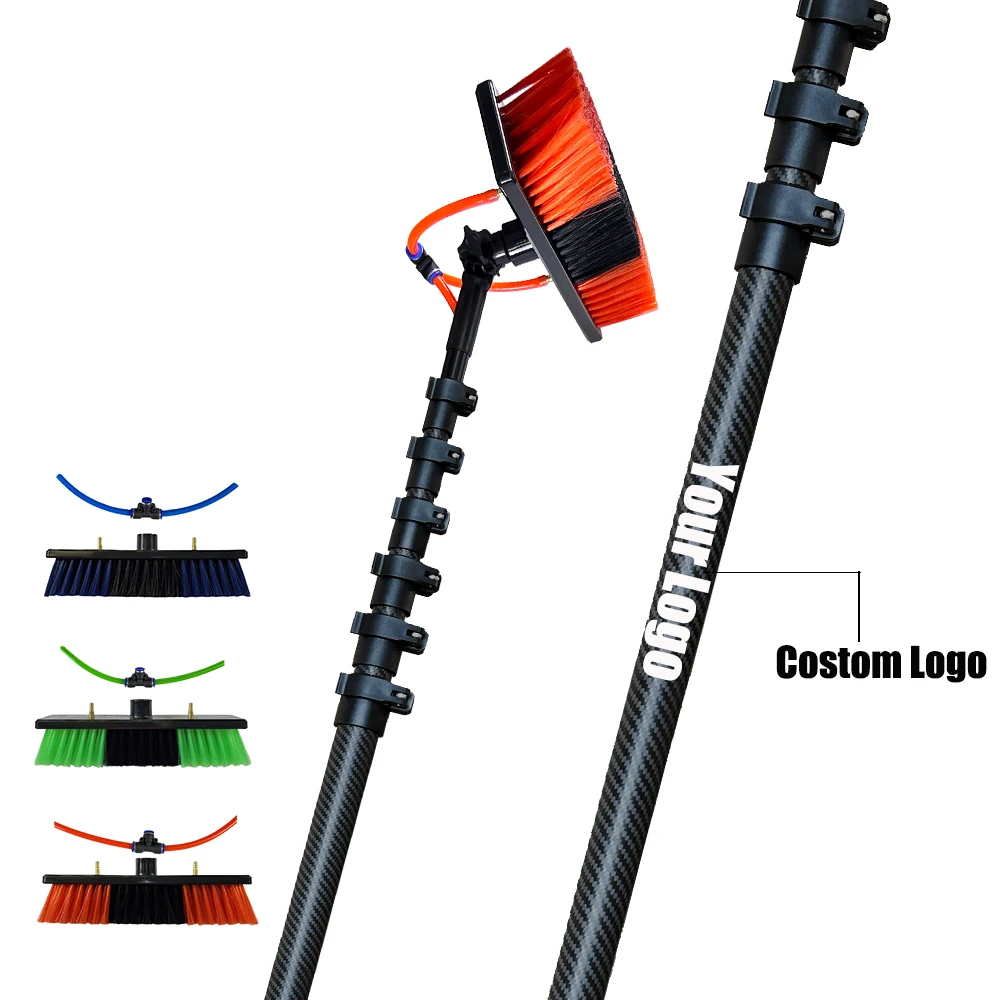 Custom 100% 3K Carbon Fiber Telescopic Adjustable Water Fed Pole For Window Cleaning Solar Clean Brush