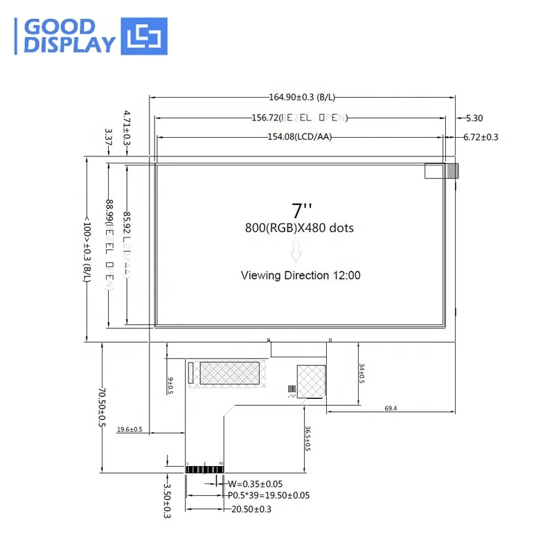  7 дюймов tft lcd 800x480 экран HD