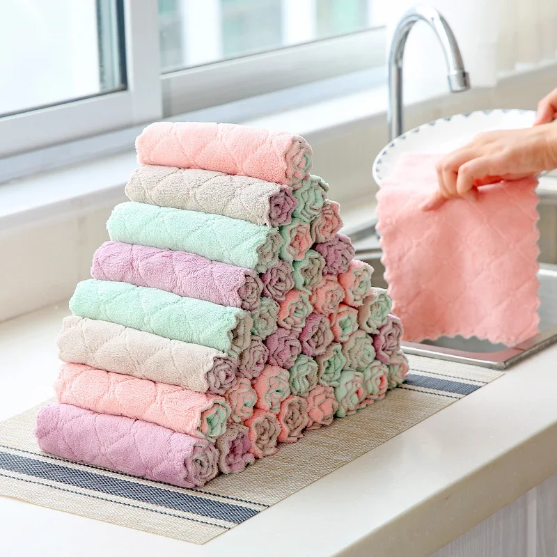 Microfiber Absorbent Kitchen Dish Cloth Towel,Non-stick Oil Washing Cloth Rag,Household Tableware Cleaning Wiping Tools