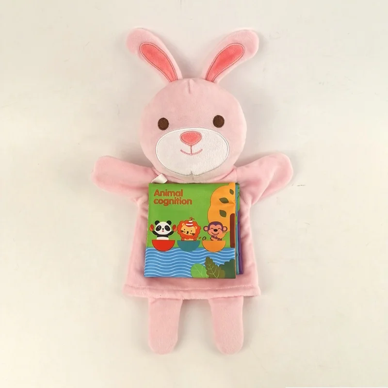 Infant Early Education Cloth Book Cartoon Animal Educational Toys Washable Sensory Baby Fabric Books with Finger Puppets