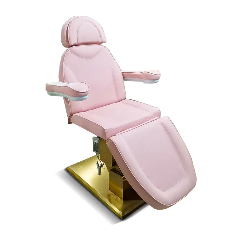 Modern pink massage cosmetic facial bed salon furniture electric luxury gold stainless steel aesthetic clinic bed for sale