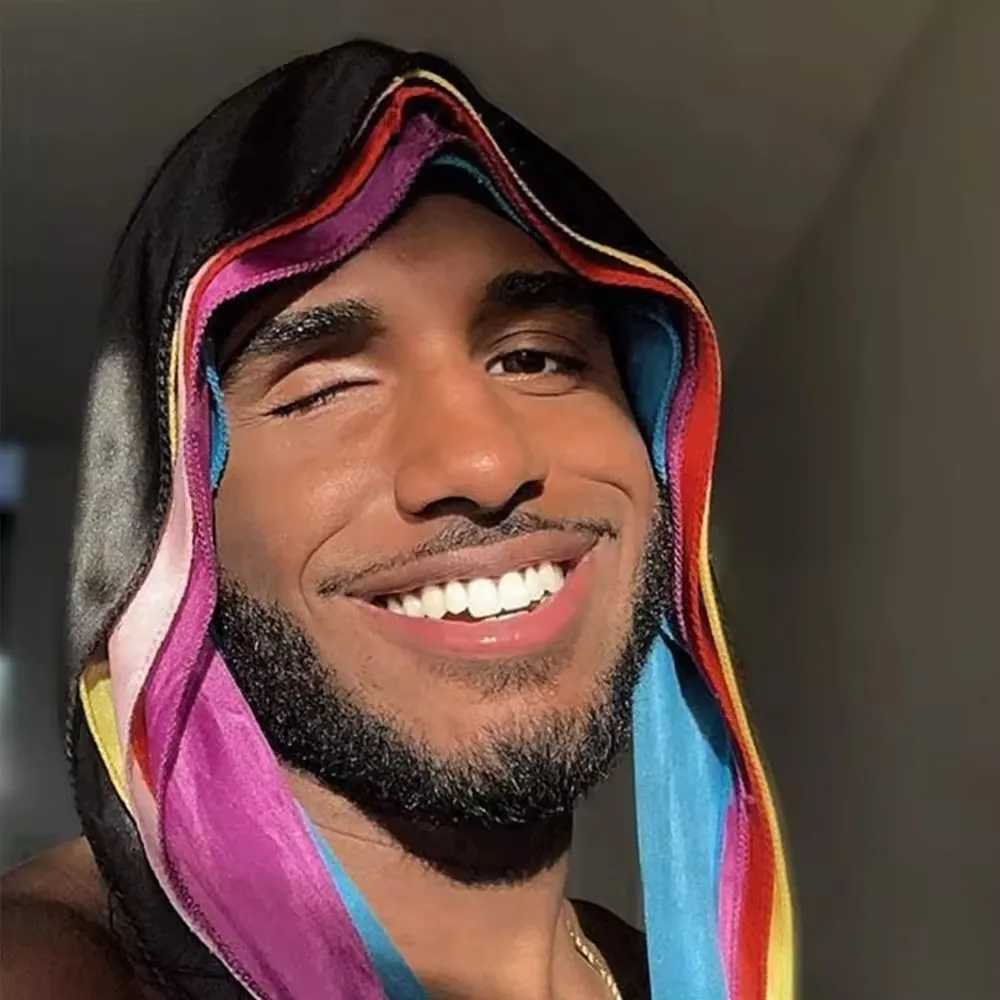 Custom Printed Extra Long-Tail Head Wraps Doo rag Do rag Durags For Men Du Rag Designer Durag