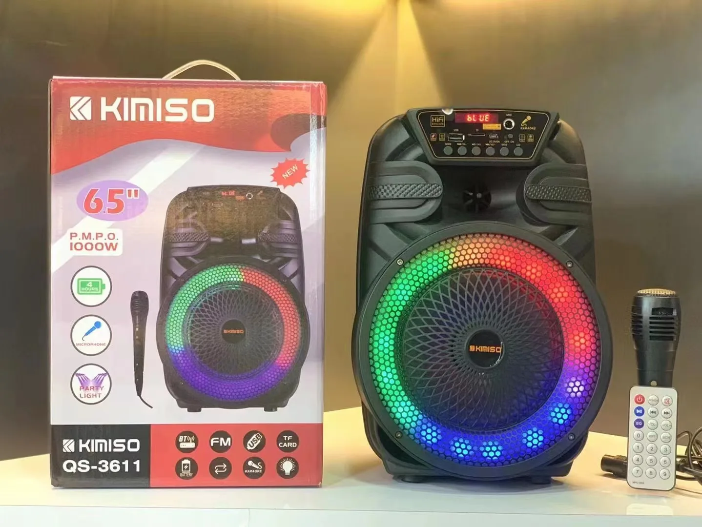 KIMISO QS3611 фабрика готова к отправке производителя 6 5 дюймовый портативный Вечеринка Dj беспроводной динамик на колесиках