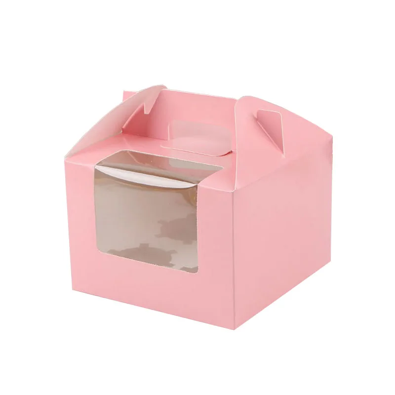 Wholesale Price Egg Tart Cookie Box 4 Treat Holder Cupcake Box with Handle Cake Packaging Box