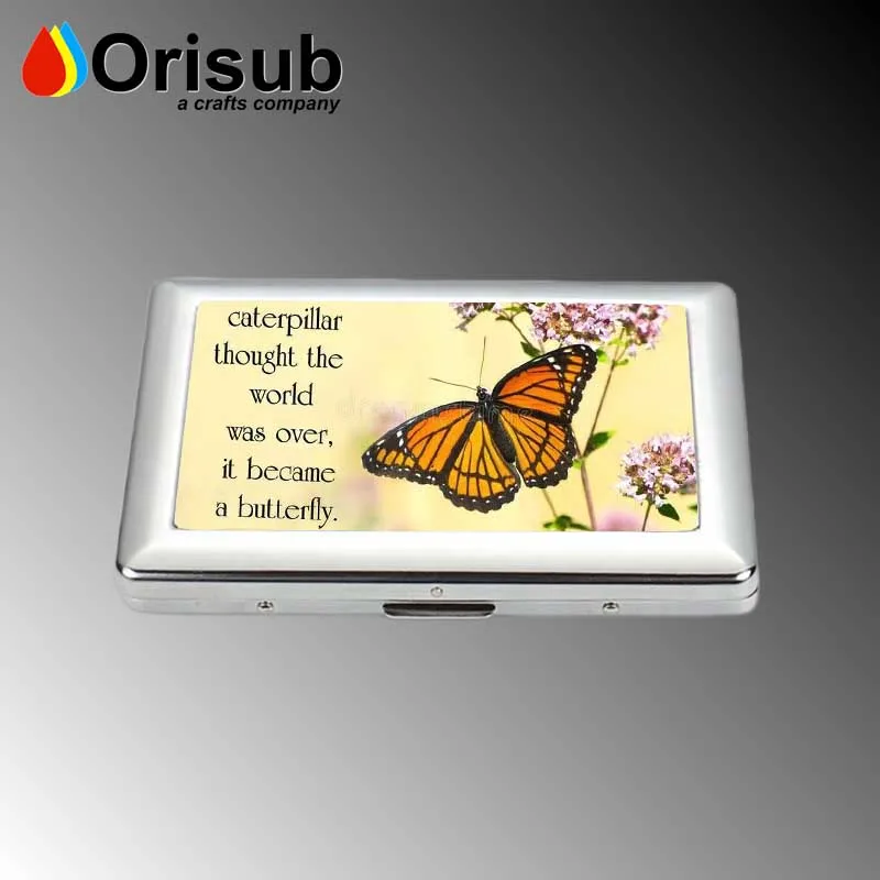 Blank stainless steel sublimation rectangular Cigarette Case with custom logo
