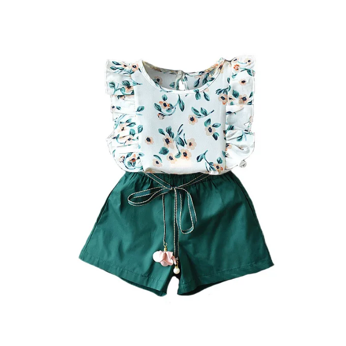 
Kids summer floral shirt and pant little girls western outfit toddler stylish clothing sets 