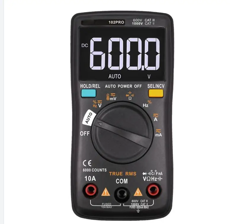 RM102Pro Digital Multimeter 6000 Counts Auto Back Light AC/DC Voltmeter Transistor Tester