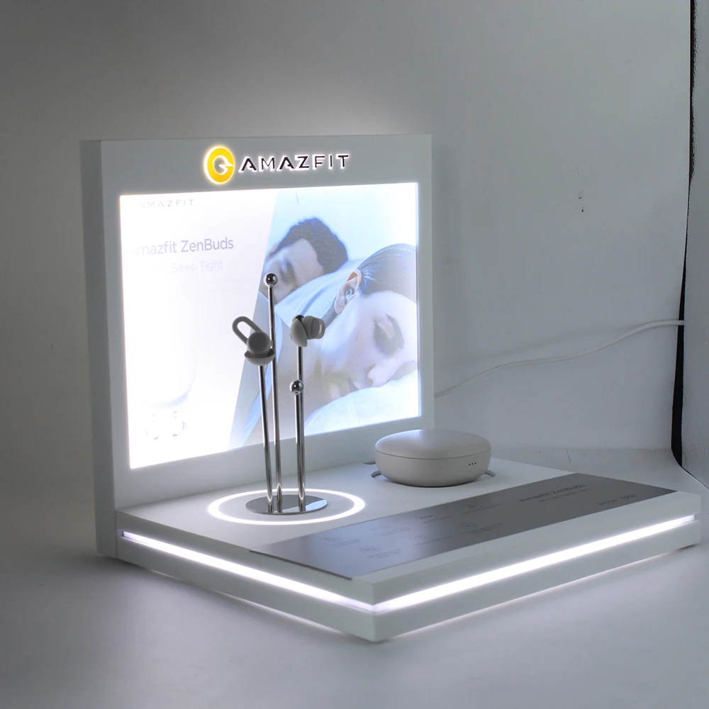Customized Acrylic earphone headset Display with Speakers /Headsets /microphone display racks