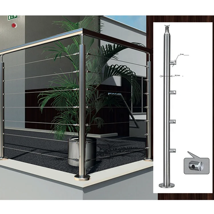 2021 Latest Design Balustrade  Stainless Steel Frameless Glass Balustrades & Handrails Bracket For Metal Deck Railing