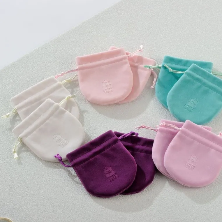 Wholesale Flannelette Thickened Plush Bundle Round Bottom Pocket Ring Earrings Necklace Custom logo Velvet Jewelry Bag