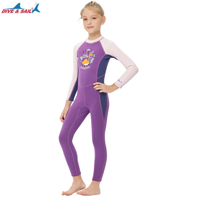 2022 New Arrivals 2.5MM  one-piece long sleeve Diving Swimsuit  winter bathing warm snorkeling surfing wetsuit for children