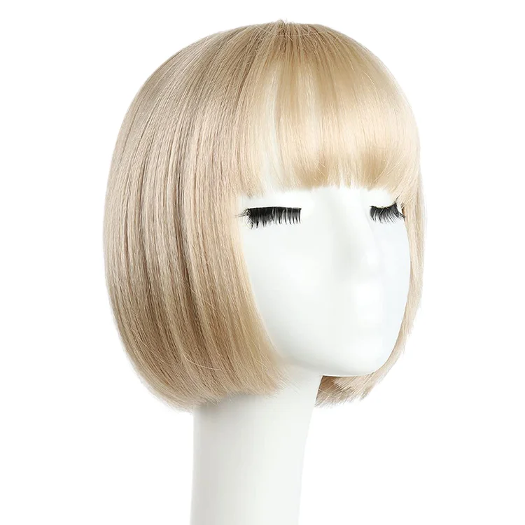 Machine Made Wigs Wholesale Price 150% Density Blonde Short Fiber Hair Silky Straight 10 inch bob wig for Sale Online