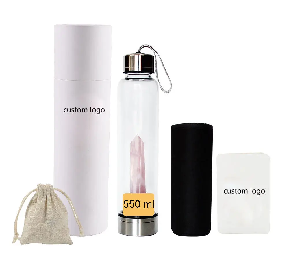 Wholesale Premium 550ml 16oz BPA Free Crystal Infused Water Bottles With Healing Gem Stone UK