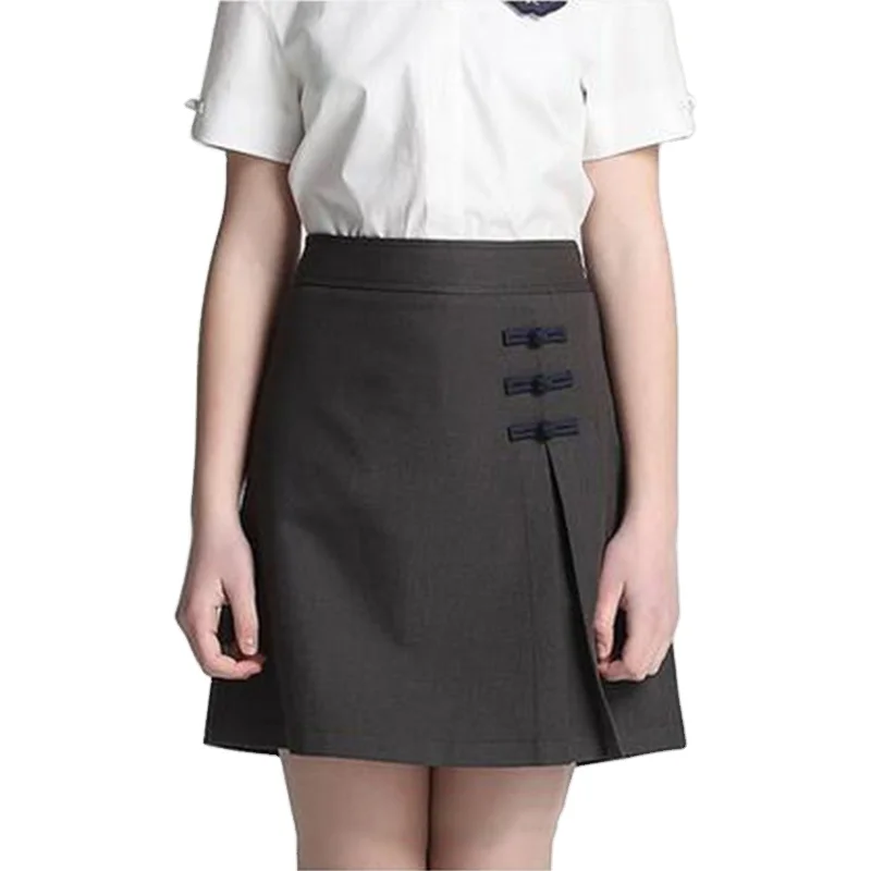 custom fashion pure color Chinese style school girl short skirts uniforms