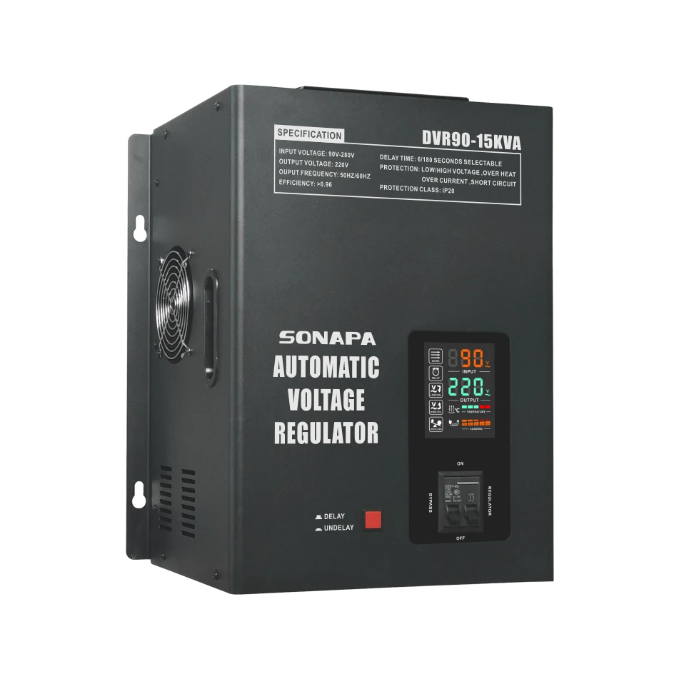 Однофазный стабилизатор напряжения серводвигателя 15kva 220v с цифровым дисплеем