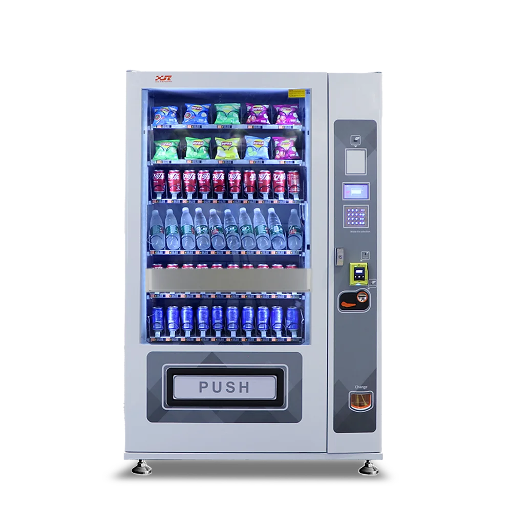 XY2024 Coin/Bill/Credit Card Support XY-SLE-10C-L1 Snacks & Bottle Drink Combo Vending Machines with lifting system  for sale