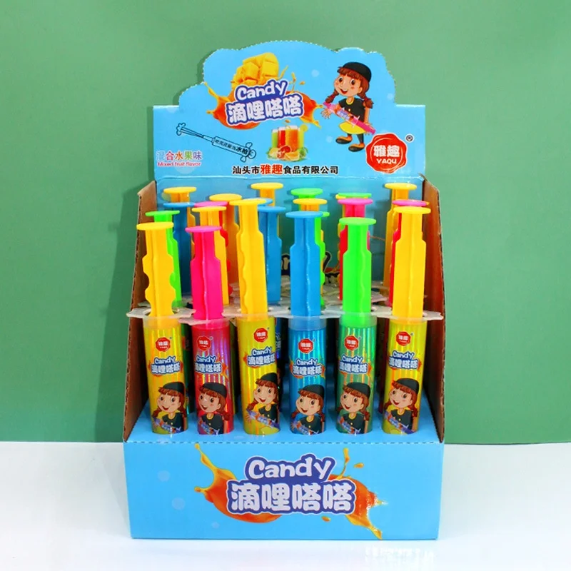 Sweet Syringe Toy Jam Candy Mix Fruity Flavor Liquid Candy for Kids Box Packaging
