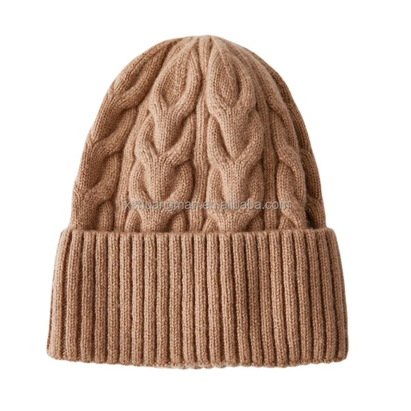 Winter Women Men Wholesale Cashmere Wool Knitted Beanies Custom Logo Striped Custom Knit Beanie Hats