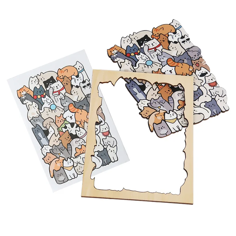Educational wooden animal stacking jigsaw puzzles cats dogs pandas puzzles
