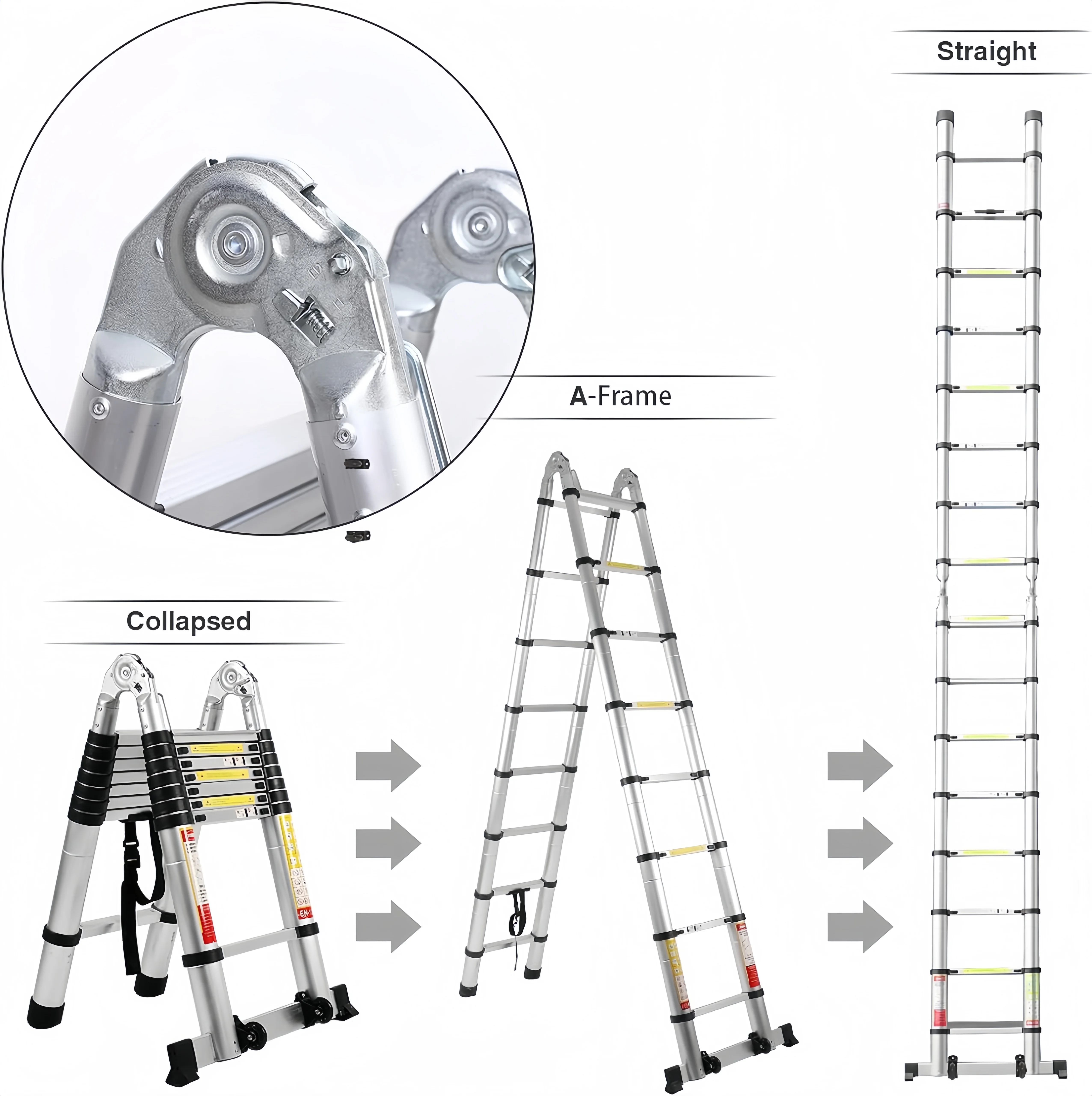 16.5FT 5M Double Sided Telescopic Ladder Industrial Design Style For Outdoor Home Use Folding Ladder Aluminum