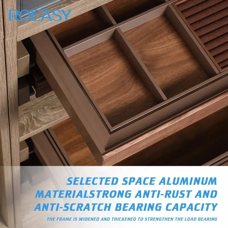 Roeasy Modern Multifunctional Pull Out Sliding Drawer Leather Style Jewelry Box Wardrobe Organizer