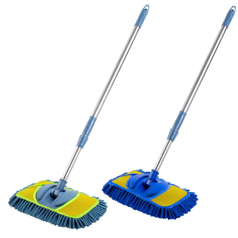Car Cleaner Mop with Stretch Long Handle Soft Chenille Microfiber Car Wash Brush With Reusable Mop Pads