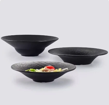 Wide Flat Rimmed Soup Salad Bowl For Pasta, Italian, Spaghetti, Dipping Bread Fancy Dinner Large Plate Hybrid For Restaurant Use