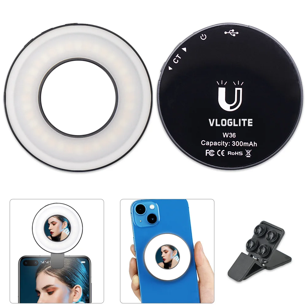 2022 Vloglite design mini mirror phone light selfie ring light with phone holder for photography Amazon TikTok Youtube