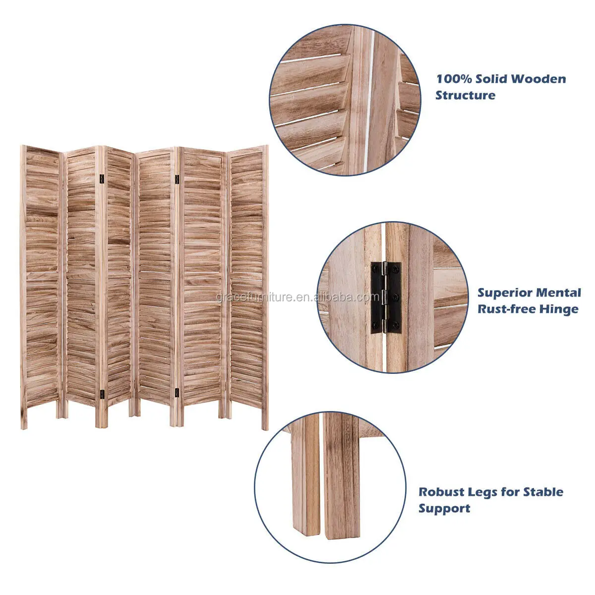 4 panels woven wooden rattan room divider home partition