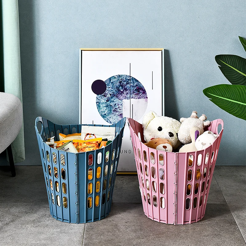 plastic folding dirty clothes basket with handle