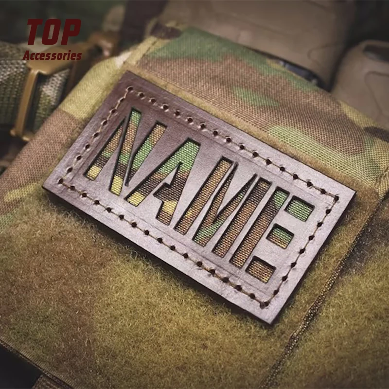 Custom Hollowed Out Camouflage Flag Leather Badge Tactical Patch for Outdoors