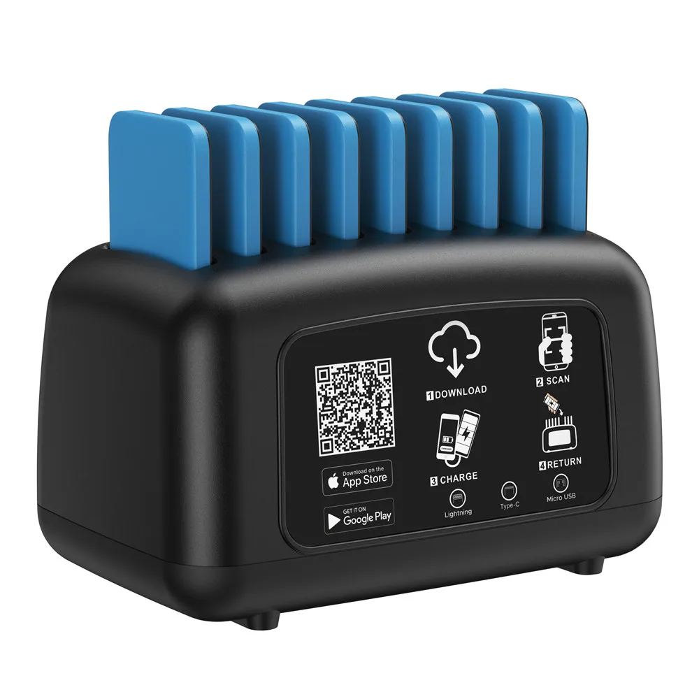Smart qr code 9 ports powerbank rental station mobile phone shared power bank stations