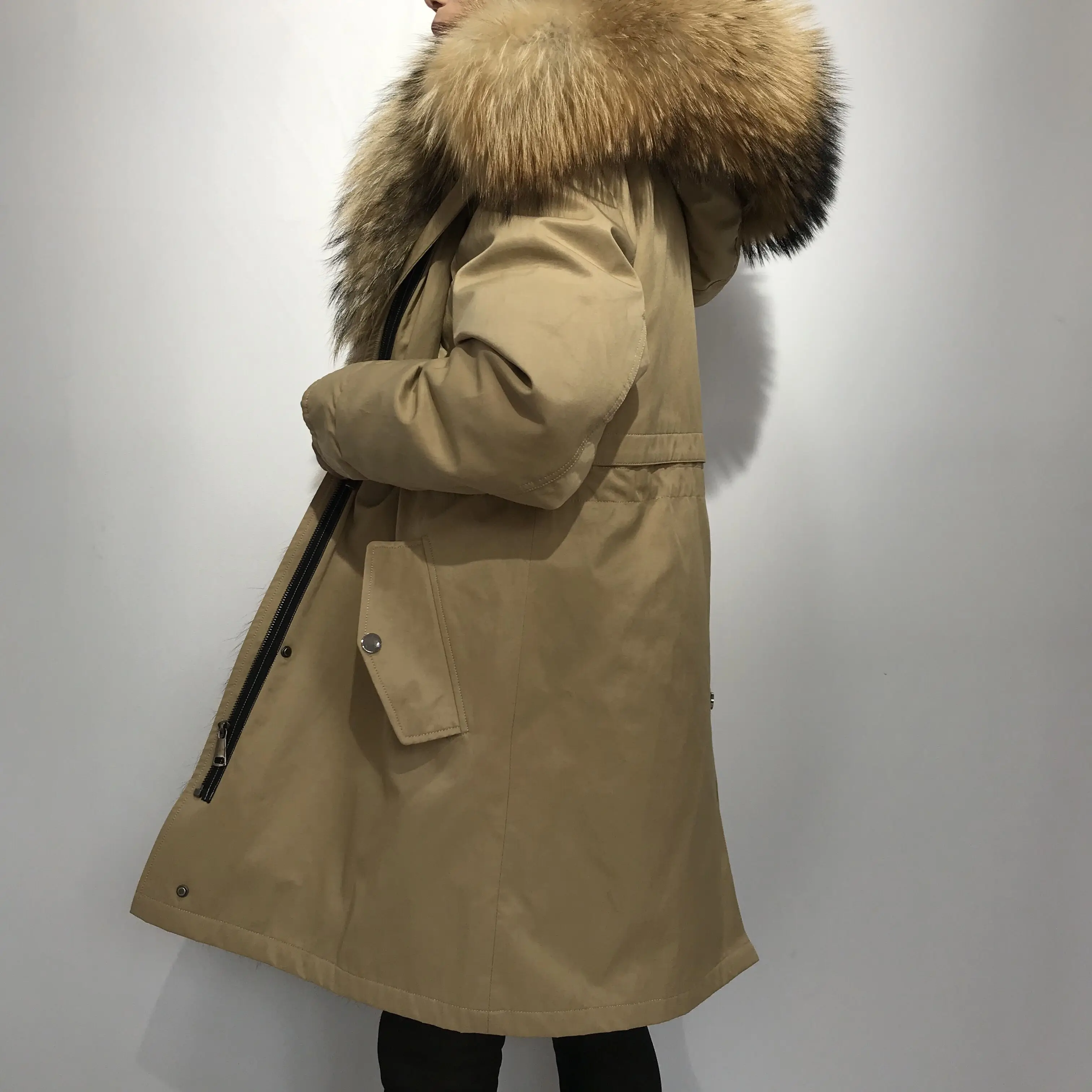 Womens Hooded Real Fur Lined Warm Coats Parkas Anoraks Outwear Winter Long Jackets