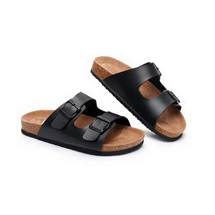 Wholesale Men Flat Sandals With Adjustable Buckle Sandals Cork Sole