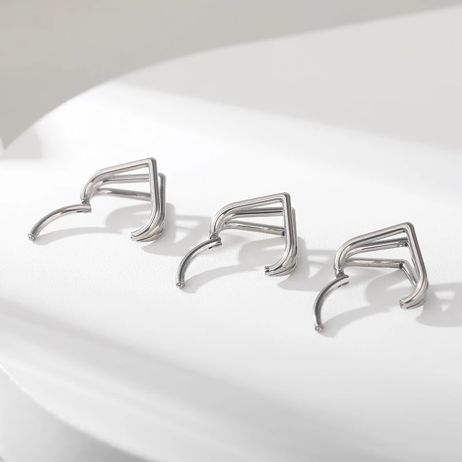 G23 Titanium 3 Ply Water Drop Shape Hinged Segment Hoop Nose Septum Clicker Rings Earrings Cartilage Helix Piercing Jewelry