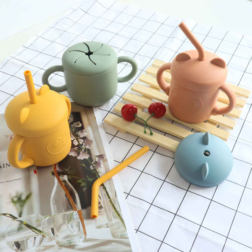 Hot Selling Children Silicone Sippy Toddler Cup Silicone Kids Water Coffee Baby Cup with Straw