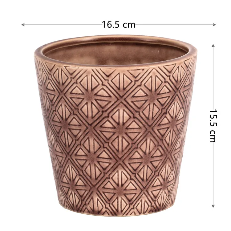 embossed design glazed ceramic planters indoor garden decor planter bonsai pots