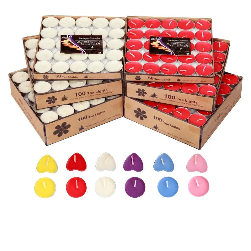 Tea Lights Candles 4 Hour Burn 100 Pack White Lights Smokeless & Unscented Candles gift set Party Candles for Weddings Home Deco