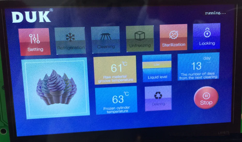 DUK soft ice cream machine commercial standing style 2+1 flavors twin twix for fastfood chainstore cafes hotels