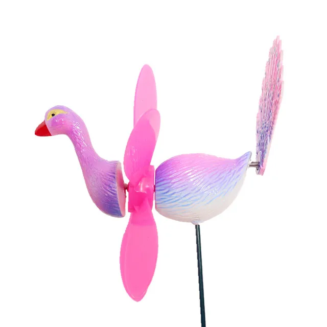 Peacock Figurine Outdoor Garden Plastic Wind Spinner Decoration Lawn Pinwheel Sticks