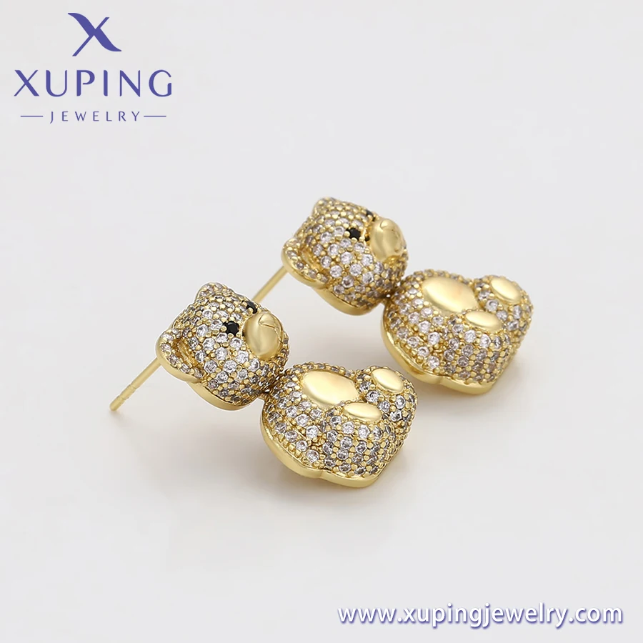 X000767160 XUPING Jewelry Gorgeous Realistic Bear Earrings 14K Gold Plated Women Earrings Jewelry