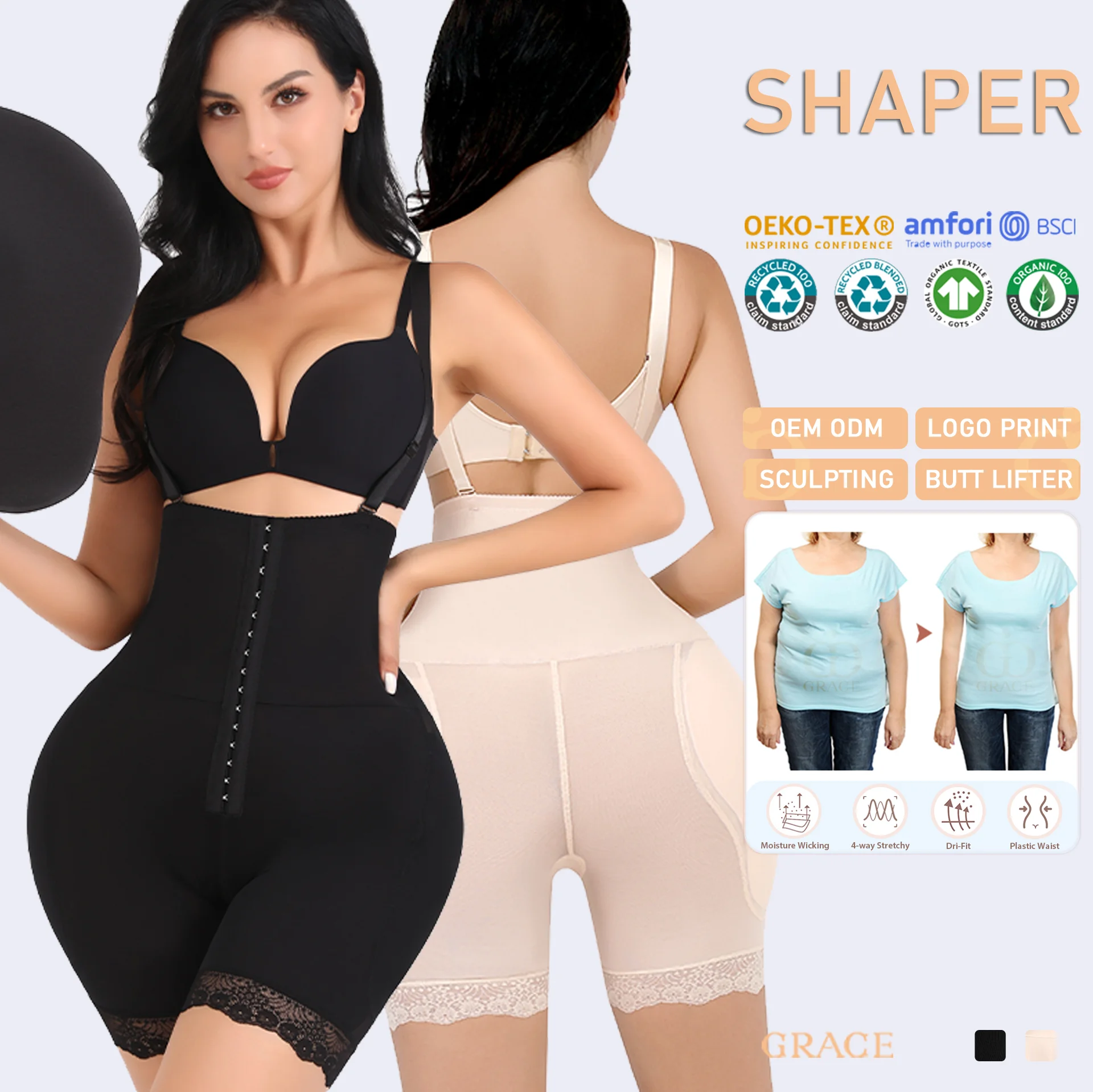 Custom Logo Halter Fajas Para Mujer Zipper Shapewear Body Shaperwear Slimming Girdle Butt Lifter Underwear Women Shapers