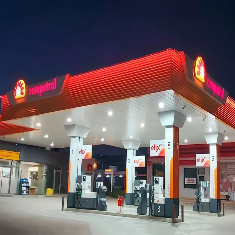 Manufacturer Gas Station  Gasoline Kiosk Aluminum Fuel Filling Station Ceiling Mini Gas Station Pylon Sign For Mall