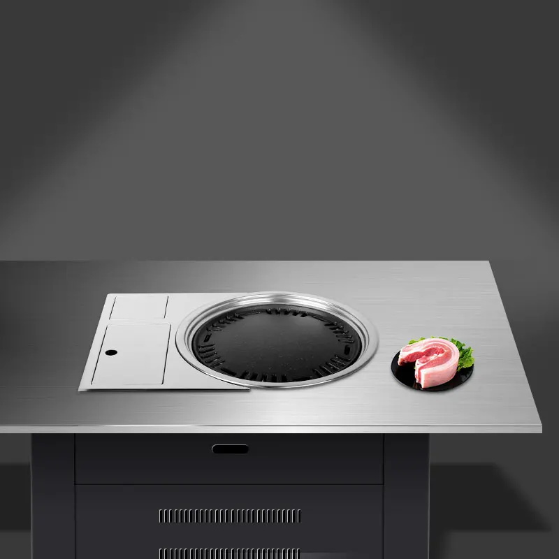 Factory Directly Korean Restaurant Table Embedded Propane Butane Barbeque Grills