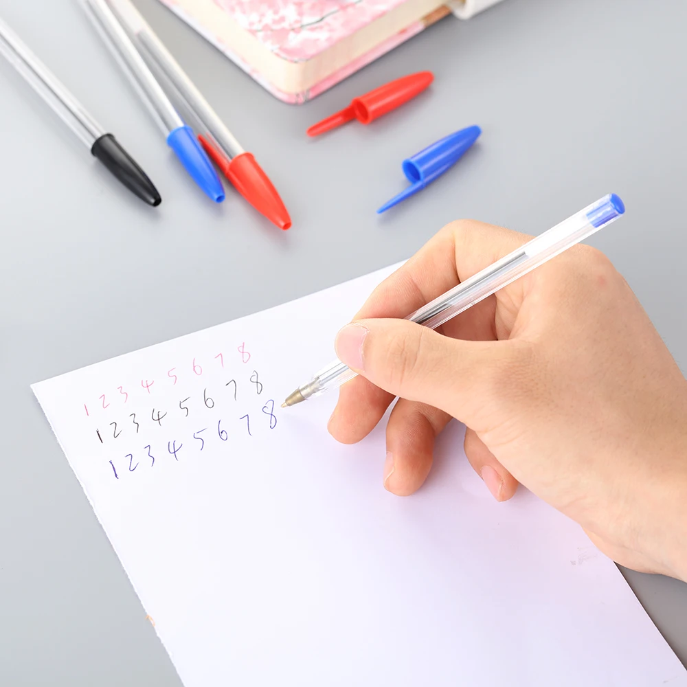 Transparent Stick Pens Custom Logo Hot Sale Ballpen Cheap Simple Pen Promotion