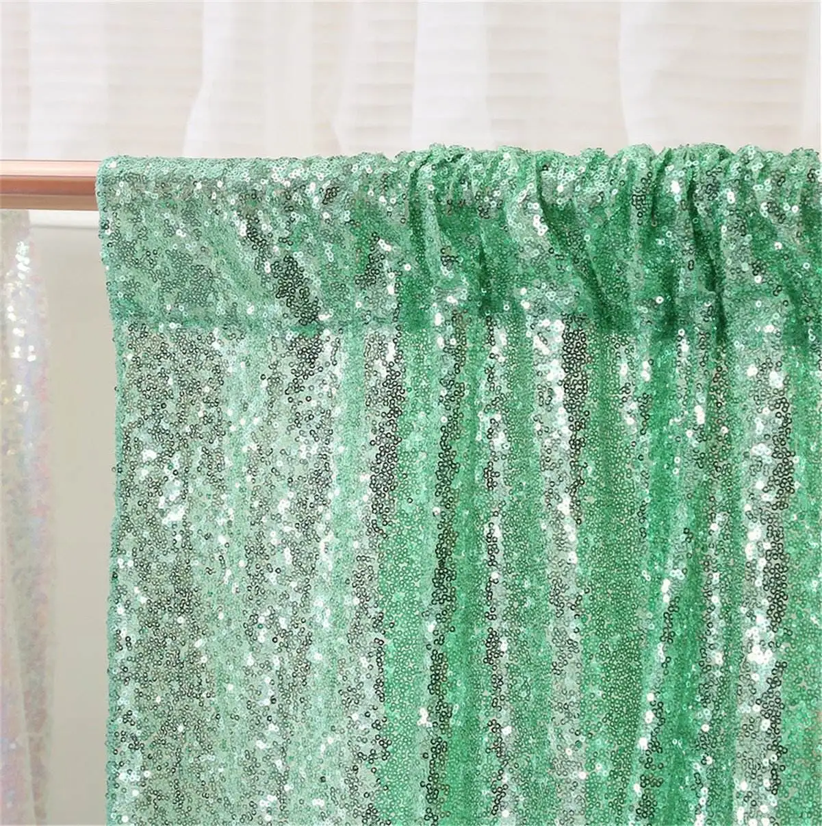 High Quality Marriage Wedding Party Event Decoration Stage Shimmer Drape Mint Green Sequin Backdrop Curtain