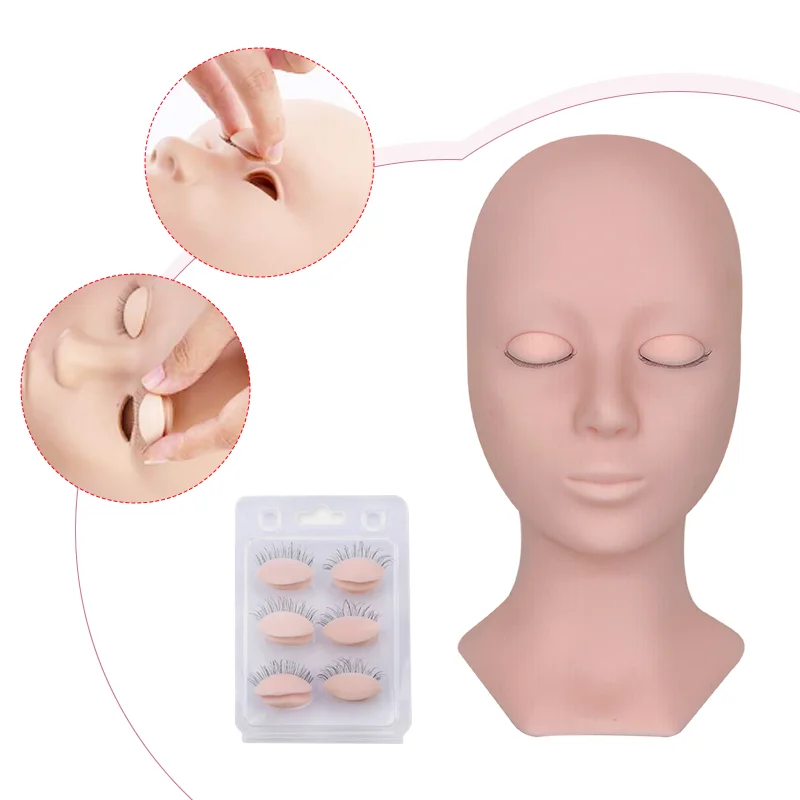 Wholesale Silicone  Eyes Lash Mannequin Head With Eyelids Three Lash Layers