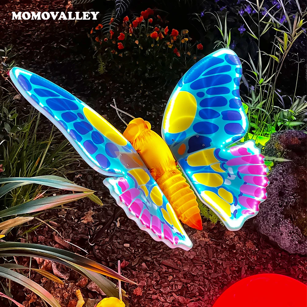 Decorative lighting christmas decorations moving park event open and close standing floor led dynamic butterfly lamps decor