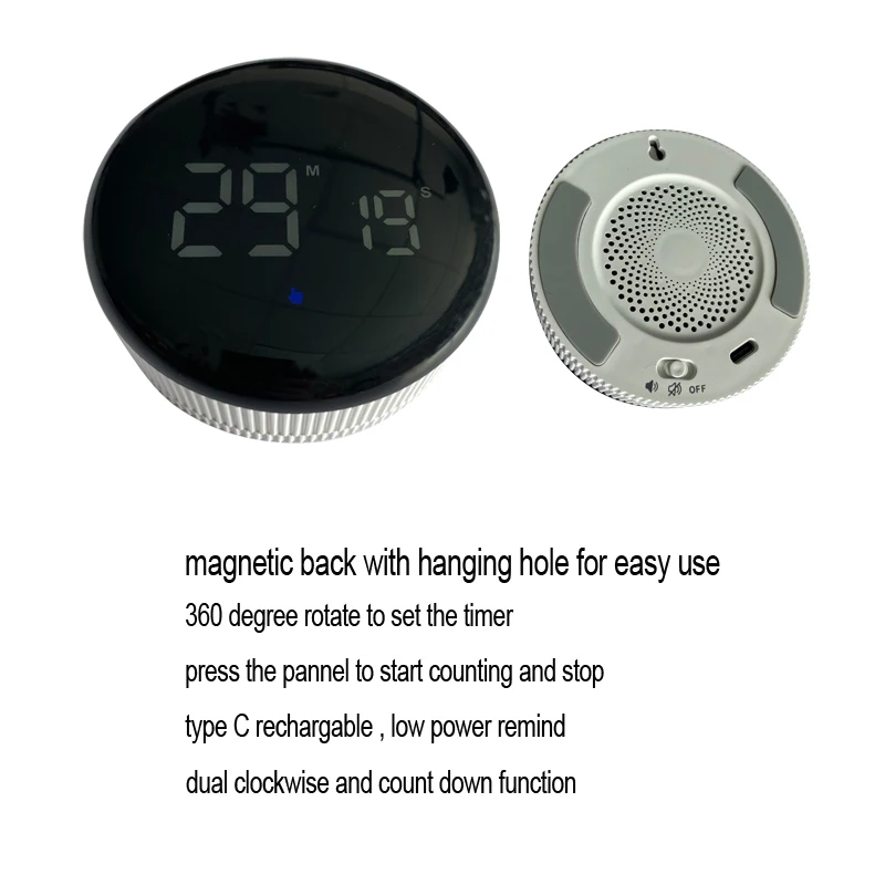 Smart Electric Small Wall Dial Rounded Countdown Magnetic Led Temporizador Kitchen Digital Timer