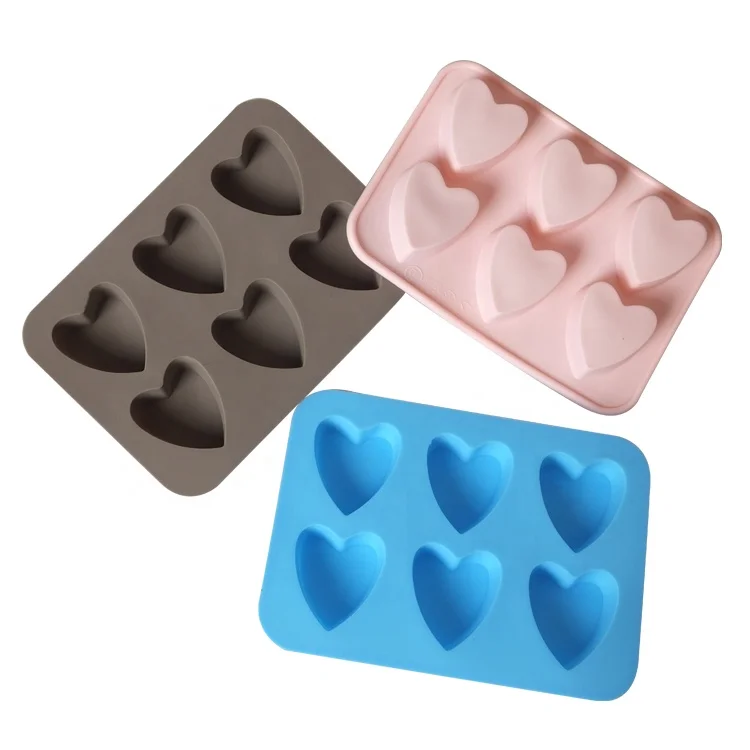 Силиконовая форма в форме сердца, 6 штук